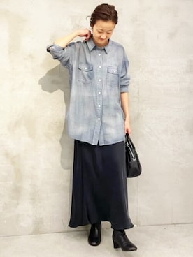 「BEARDSLEY」｜「アイテム（ブーツ）」を使った、BEARDSLEYさん（レディース・166cm）の秋コーディネート