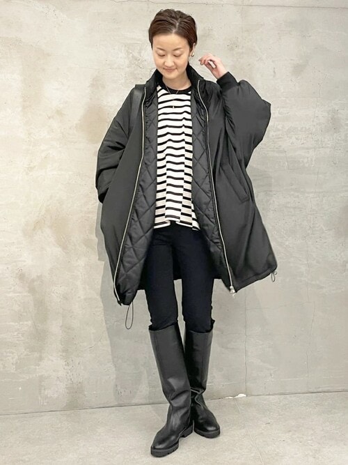 BEARDSLEY コート（黒） ジップフレアダウン（ダウンジャケット/コート