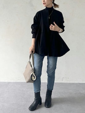 「BEARDSLEY」｜「アイテム（ブルゾン）」を使った、BEARDSLEYさん（レディース・158cm）の秋コーディネート