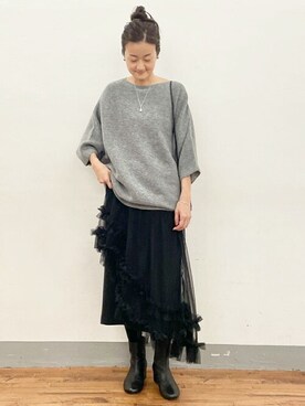 「BEARDSLEY」｜「アイテム（ブーツ）」を使った、BEARDSLEYさん（レディース・166cm）の秋コーディネート