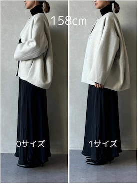 「BEARDSLEY」｜「アイテム（その他アウター）」を使った、BEARDSLEYさん（レディース・158cm）の秋コーディネート