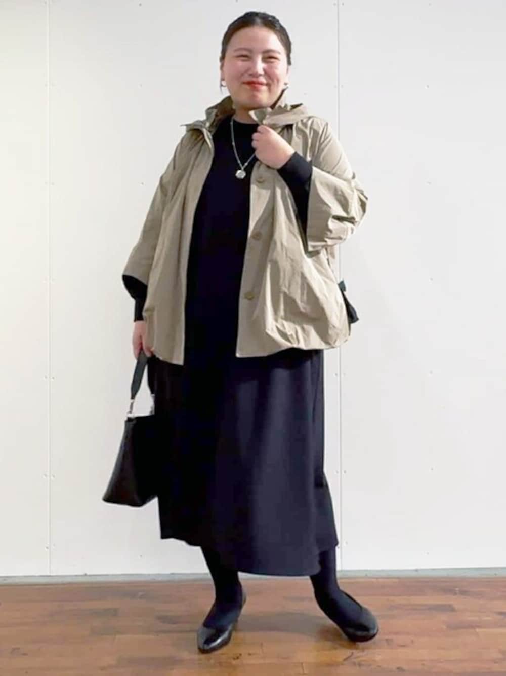 「ゆったり、体型カバー、ビアズリー、BEARDSLEY」｜「BEARDSLEYのバルーンブルゾン（ブルゾン、ブラウン系）」を使った、BEARDSLEYさん（レディース・158cm）の秋コーディネートの1枚目の写真