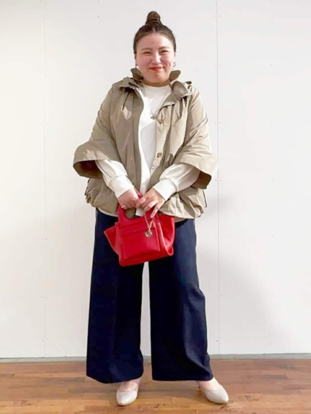 「ゆったり、体型カバー、ビアズリー、BEARDSLEY」｜「BEARDSLEYのバルーンブルゾン（ブルゾン、ブラウン系）」を使った、BEARDSLEYさん（レディース・158cm）の秋コーディネートの1枚目の写真
