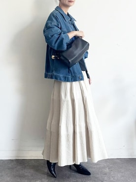 「BEARDSLEY」｜「アイテム（デニムジャケット）」を使った、BEARDSLEYさん（レディース・158cm）の冬コーディネート