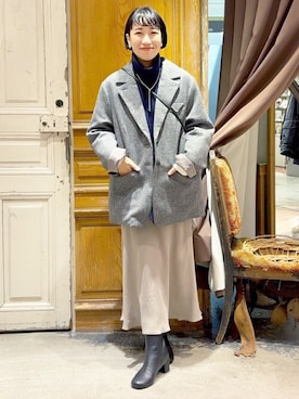 「BEARDSLEY」｜「アイテム（その他アウター）」を使った、BEARDSLEYさん（レディース・157cm）の冬コーディネート