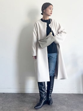 「BEARDSLEY」｜「アイテム（その他アウター）」を使った、BEARDSLEYさん（レディース・158cm）の冬コーディネート