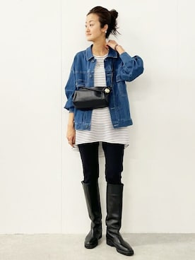 「BEARDSLEY」｜「アイテム（デニムジャケット）」を使った、BEARDSLEYさん（レディース・166cm）の冬コーディネート