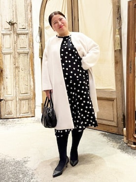 「BEARDSLEY」｜「アイテム（その他アウター）」を使った、BEARDSLEYさん（レディース・158cm）の冬コーディネート