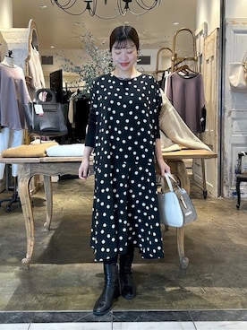 「ドットワンピ」｜BEARDSLEYさん（レディース・152cm）の冬コーディネート