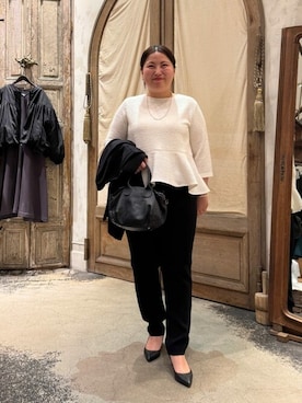 「BEARDSLEY」｜「アイテム（ノーカラージャケット）」を使った、BEARDSLEYさん（レディース・158cm）の冬コーディネート