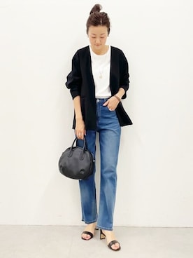 「BEARDSLEY」｜「アイテム（ノーカラージャケット）」を使った、BEARDSLEYさん（レディース・166cm）の冬コーディネート