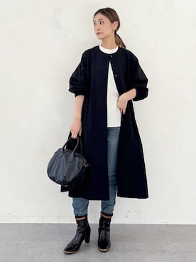 「BEARDSLEY」｜「アイテム（その他アウター）」を使った、BEARDSLEYさん（レディース・158cm）の冬コーディネート