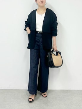 「BEARDSLEY」｜「アイテム（ノーカラージャケット）」を使った、BEARDSLEYさん（レディース・164cm）の春コーディネート