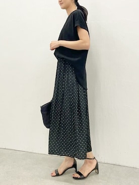 ビアズリー BEARDSLEY シワシフォンギャザーパンツ 黒 サイズF