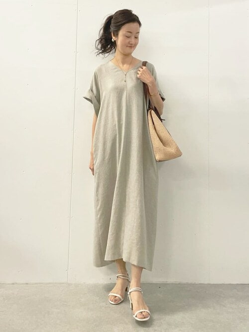 BEARDSLEY 麻調合繊カフタンワンピース サイズ１ BEARDSLEY ワンピース 麻調合繊カフタンワンピース : ZOZOTOWN