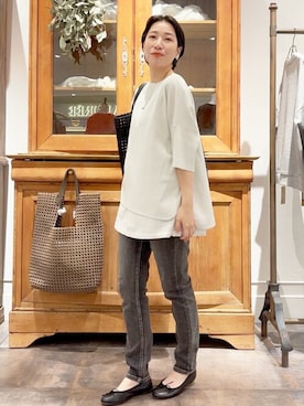 「BEARDSLEY」｜「アイテム（アクセサリー）」を使った、BEARDSLEYさん（レディース・157cm）の春コーディネート