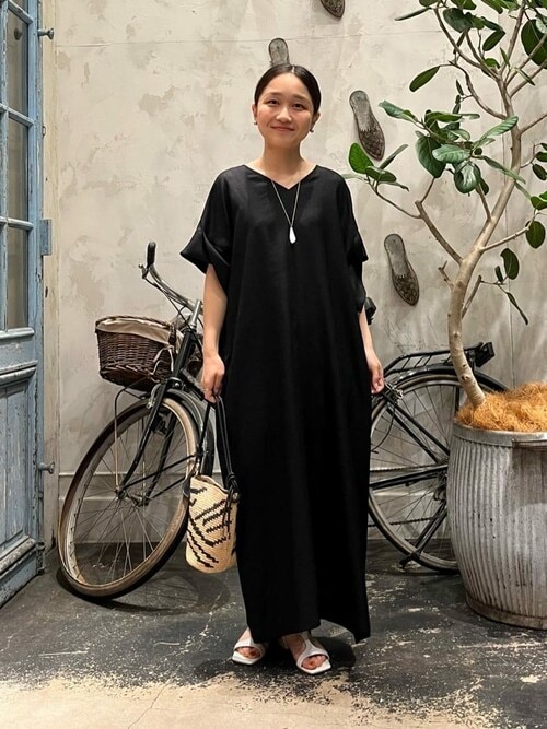 BEARDSLEY 麻調合繊カフタンワンピース サイズ１ BEARDSLEY ワンピース 麻調合繊カフタンワンピース : ZOZOTOWN