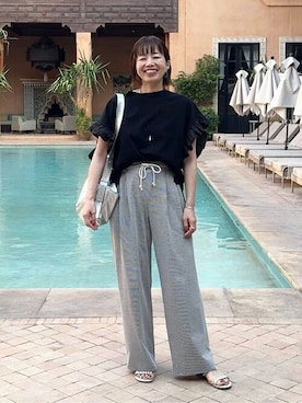 「BEARDSLEY」｜「アイテム（パンツ）」を使った、BEARDSLEYさん（レディース・160cm）の夏コーディネート