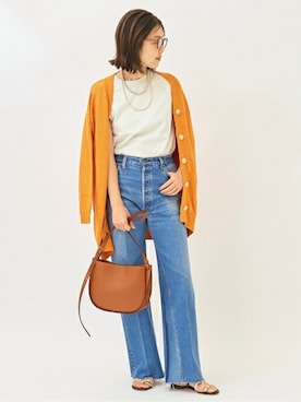 「アイテム（カーディガン/ボレロ、オレンジ系）」を使った、MYHさん（レディース・166cm）の春コーディネート