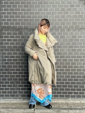 「アイテム（Tシャツ/カットソー、グリーン系）」を使った、ROSE BUD STAFFさん（レディース・161cm）の冬コーディネート