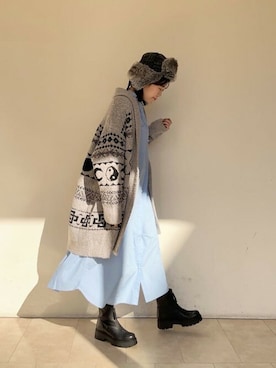 「アイテム（ワンピース、ブルー系）」を使った、ROSE BUD STAFFさん（レディース・162cm）の冬コーディネート