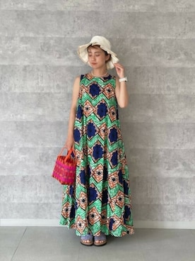 「アイテム（ワンピース/ドレス、グリーン系）」を使った、ROSE BUD STAFFさん（レディース・154cm）の夏コーディネート