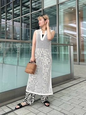 「CHIGNON（シニヨン）のアイテム（パンツ）」を使った、ROSE BUD STAFFさん（レディース・160cm）の夏コーディネート