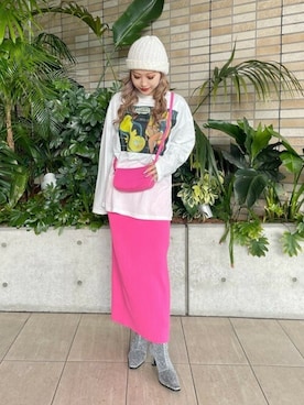 「アイテム（ニットキャップ/ビーニー、ホワイト系）」を使った、ROSE BUD STAFFさん（レディース・160cm）の春コーディネート