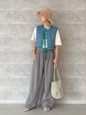 「フラワープリント」｜「アイテム（帽子）」を使った、ROSE BUD STAFFさん（レディース・154cm）の夏コーディネート