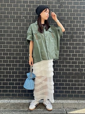 「アイテム（タンクトップ、レッド系）」を使った、ROSE BUD STAFFさん（レディース・166cm）の夏コーディネート