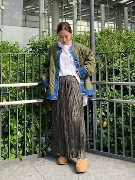 「アイテム（その他アウター、グリーン系）」を使った、ROSE BUD STAFFさん（レディース・159cm）の秋コーディネート