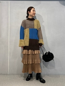 「ティアードスカート」｜ROSE BUD STAFFさん（レディース・154cm）の冬コーディネート