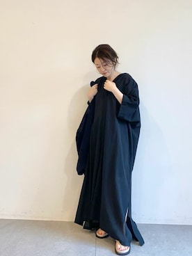 「Whim Gazette（ウィムガゼット）のアイテム（シャツワンピース）」を使った、wg_sato(Whim Gazette AOYAMA)さん（レディース・156cm）の春コーディネート