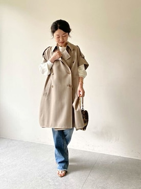 「Whim Gazette（ウィムガゼット）のアイテム（トレンチコート）」を使った、wg_sato(Whim Gazette AOYAMA)さん（レディース・156cm）の夏コーディネート