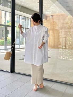 「レースブラウス」｜「アイテム（シャツワンピース）」を使った、wg_sato(Whim Gazette AOYAMA)さん（レディース・156cm）の夏コーディネート