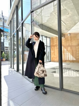 「Whim Gazette（ウィムガゼット）のアイテム（チェスターコート）」を使った、wg_sato(Whim Gazette AOYAMA)さん（レディース・156cm）の秋コーディネート