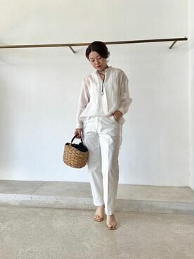 「Whim Gazette（ウィムガゼット）のアイテム（かごバッグ）」を使った、wg_sato(Whim Gazette AOYAMA)さん（レディース・156cm）の春コーディネート