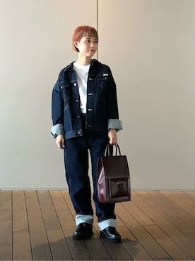 「Wrangler」｜「アイテム（デニムジャケット）」を使った、NANO universeさん（レディース・148cm）の秋コーディネート