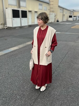 「NANO universe（ナノユニバース）のアイテム（ノーカラージャケット）」を使った、NANO universeさん（レディース・160cm）の秋コーディネート