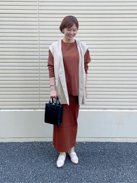 「NANO universe（ナノユニバース）のアイテム（ノーカラージャケット）」を使った、NANO universeさん（レディース・167cm）の秋コーディネート