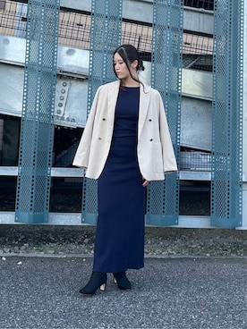 「アイテム（ワンピース、ブルー系）」を使った、NANO universeさん（レディース・155cm）の秋コーディネート