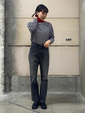 「NANO universe（ナノユニバース）のアイテム（デニムパンツ）」を使った、NANO universeさん（レディース・159cm）の秋コーディネート