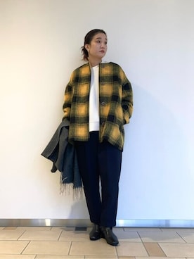「NANO universe（ナノユニバース）のアイテム（ノーカラーコート）」を使った、NANO universeさん（レディース・162cm）の冬コーディネート