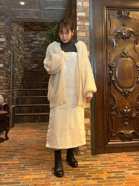 「NANO universe（ナノユニバース）のアイテム（サロペット/オーバーオール）」を使った、NANO universeさん（レディース・166cm）の冬コーディネート