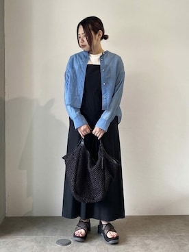 「NANO universe（ナノユニバース）のアイテム（サロペット/オーバーオール）」を使った、NANO universeさん（レディース・162cm）の夏コーディネート