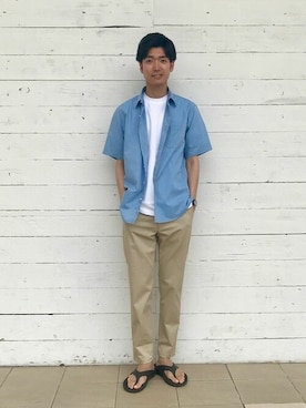 「NANO universe（ナノユニバース）のアイテム（チノパンツ）」を使った、NANO universeさん（メンズ・180cm）の夏コーディネート