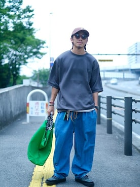 「アイテム（トートバッグ）」を使った、Sonny Label MENSさん（メンズ・168cm）の夏コーディネート