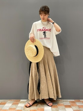 「Rouge vif（ルージュヴィフ）のアイテム（帽子）」を使った、SAYAKAさん（レディース・165cm）の春コーディネート