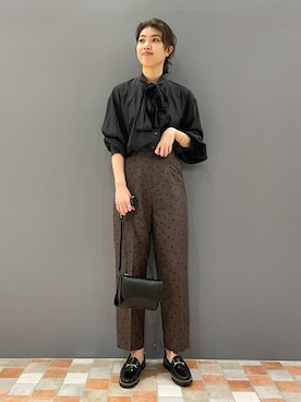 「ドットパンツ」｜SAYAKAさん（レディース・165cm）の秋コーディネート