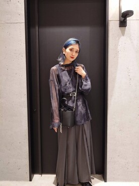 「HARE（ハレ）のロングラリエットネックレス(HARE)（ネックレス）」を使った、sayaさん（レディース・157cm）の春コーディネート